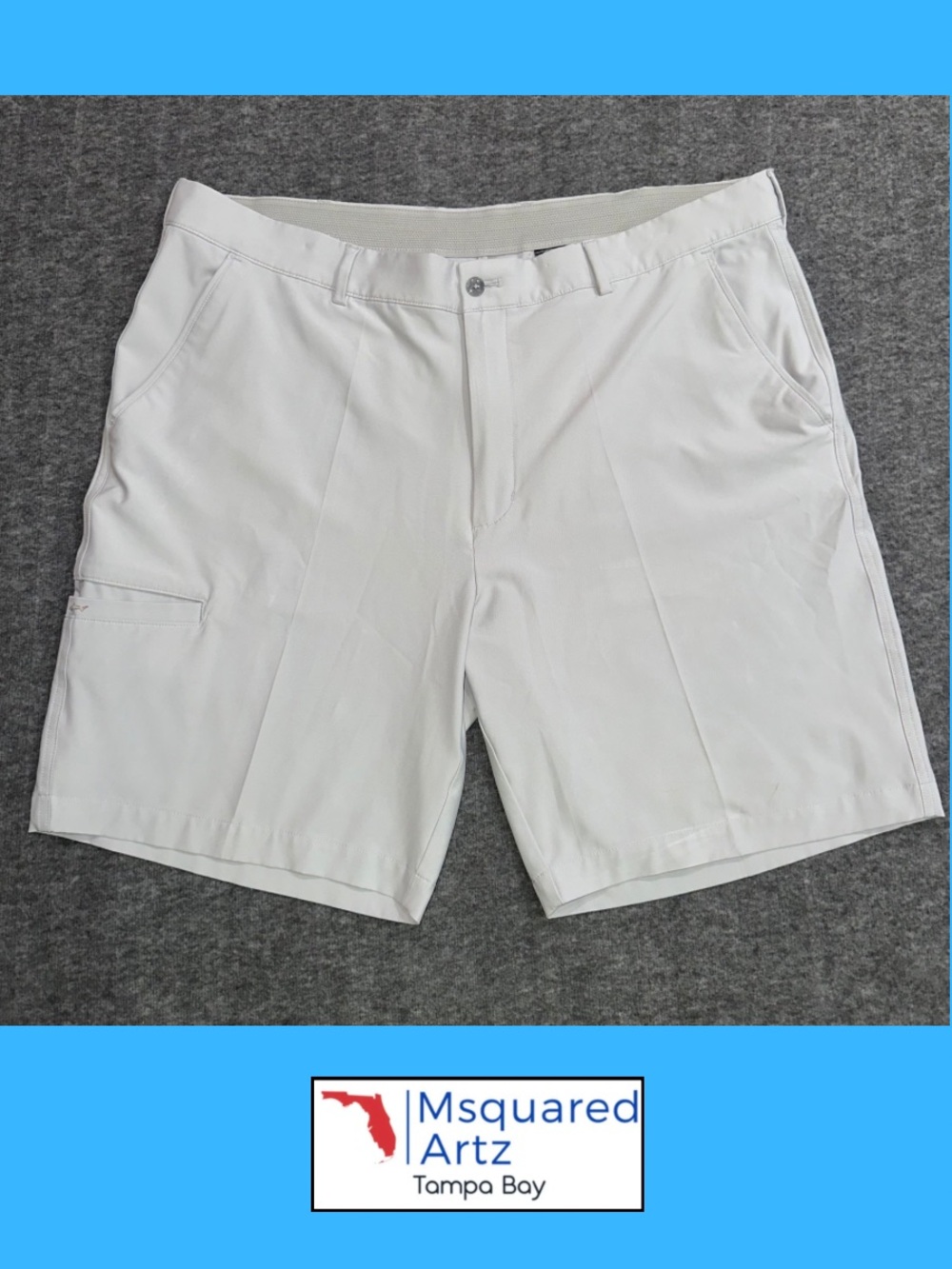 Greg Norman Men's Size 40 Golf Shorts Light Gray Performance Stretch Lightweight
